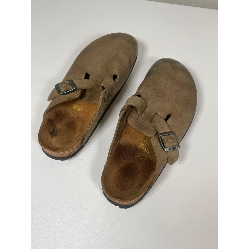 Birkenstock Boston Clogs Unisex 40 Brown Leather Slip On ‎ Shoes Mens 7 Womens 9